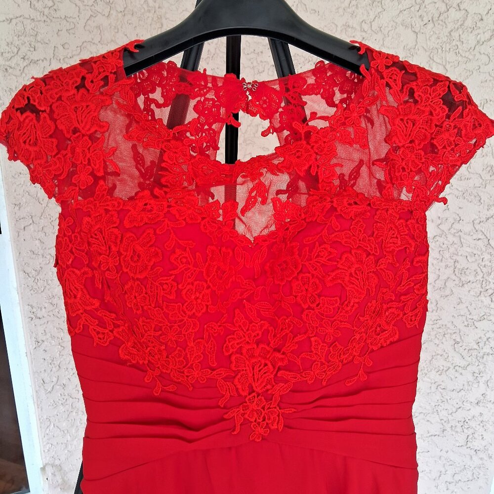 Chiffon & Lace Red Dress